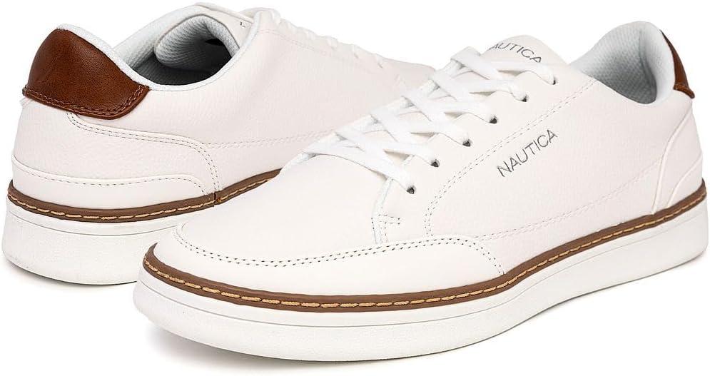 imageNautica Mens Classic LaceUp Low Top Fashion Sneaker Loafer  Stylish and Comfortable Casual ShoeWhitejaro