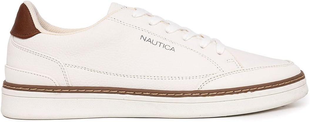 imageNautica Mens Classic LaceUp Low Top Fashion Sneaker Loafer  Stylish and Comfortable Casual ShoeWhitejaro