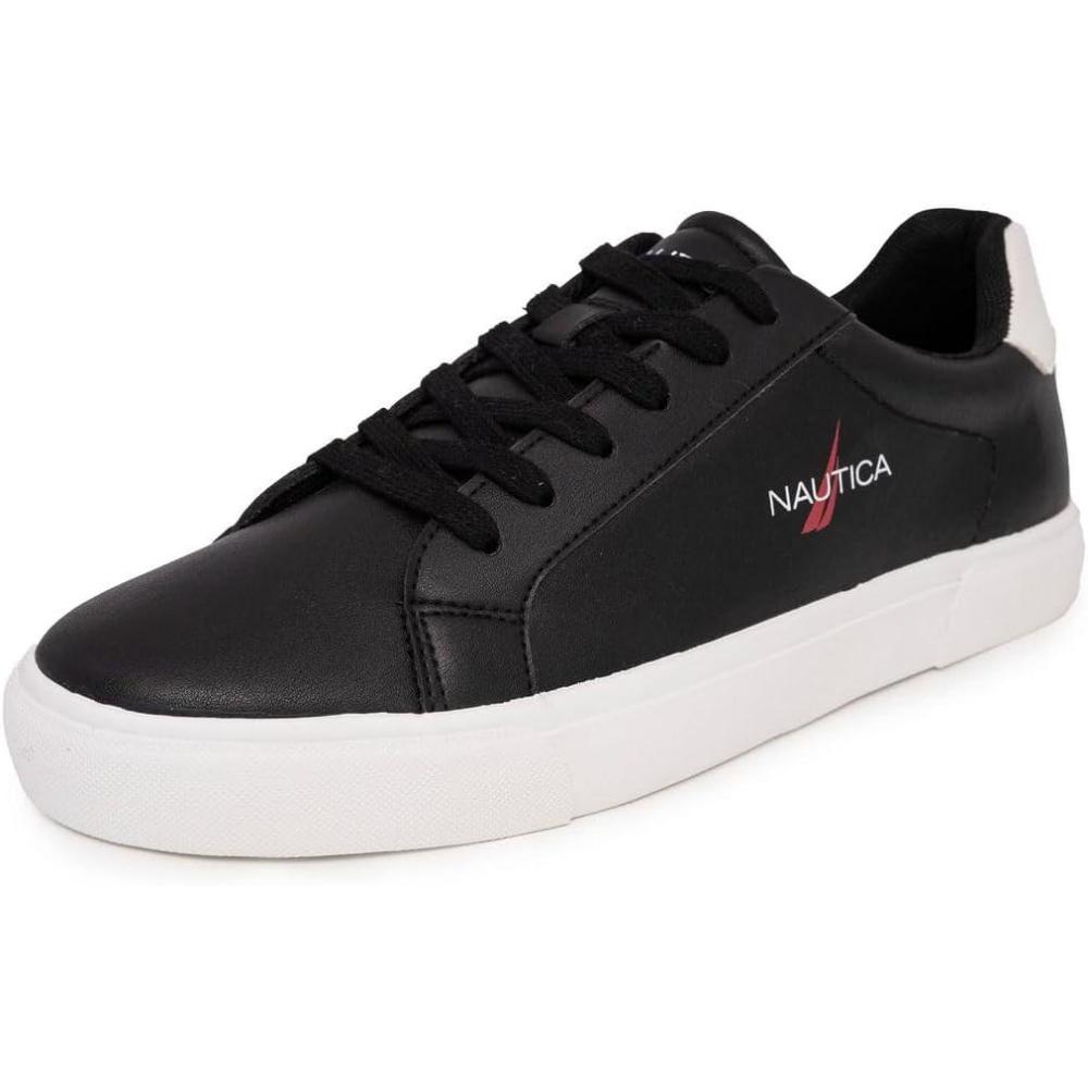 imageNautica Mens Classic LaceUp Low Top Fashion Sneaker Loafer  Stylish and Comfortable Casual ShoeBlack