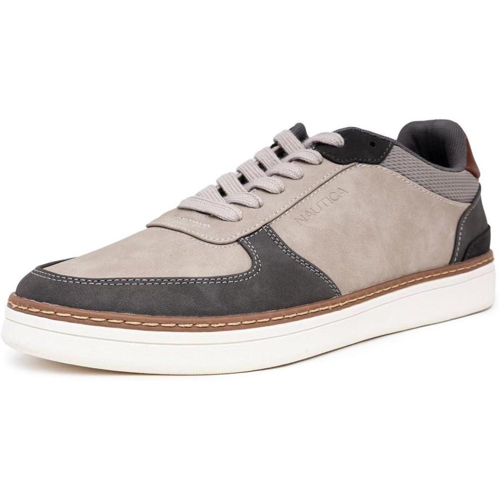 imageNautica Mens Classic LaceUp Low Top Fashion Sneaker Loafer  Stylish and Comfortable Casual ShoeGreysavar