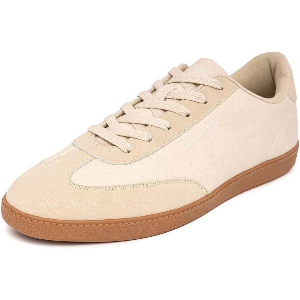 imageNautica Mens Classic LaceUp Low Top Fashion Sneaker Loafer  Stylish and Comfortable Casual ShoeIvoryiod