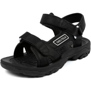 imageNautica Mens Athletic Sport Sandals  Adjustable Strap Comfortable OpenToe Hiking ampamp Walking Sandals with Cushioned SoleBlackbulty