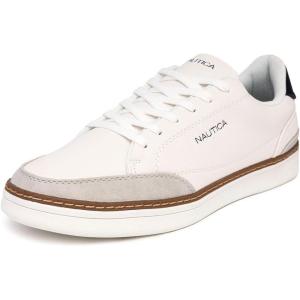 imageNautica Mens Classic LaceUp Low Top Fashion Sneaker Loafer  Stylish and Comfortable Casual ShoeWhite Greyjaro
