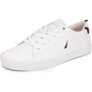 imageNautica Mens Classic LaceUp Low Top Fashion Sneaker Loafer  Stylish and Comfortable Casual ShoeWhite Navy