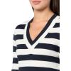 imageNautica Womens Long Sleeve Striped VNeck Ribbed SweaterNight SkyIvory