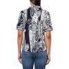 imageNautica Womens Short Sleeve Knit Paisley Print Collared PoloNight SkyIvory