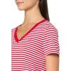imageNautica Womens Solid VNeck Short Sleeve TShirtScarletBright White