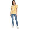 imageNautica Womens Stripe VNeck Short Sleeve TShirtGoldenrodWhite