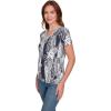 imageNautica Womens Stripe VNeck Short Sleeve TShirtNight SkyBright White