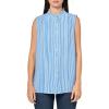 imageNautica Womens Sleeveless Pintuck Ruffle Neck Tile Print Striped ShirtPacificBright White