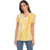imageNautica Womens Stripe VNeck Short Sleeve TShirtGoldenrodWhite