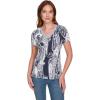 imageNautica Womens Stripe VNeck Short Sleeve TShirtNight SkyBright White