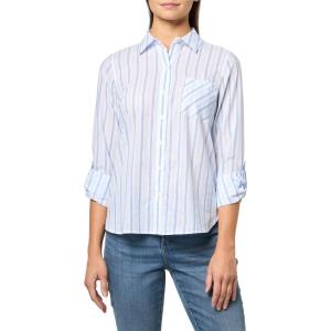imageNautica Womens Button Front Long Sleeve Roll Tab Shirt Pacific Multi XSmall