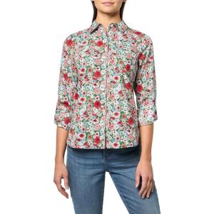 imageNautica Womens Button Front Long Sleeve Roll Tab ShirtBloom Multi