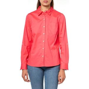 imageNautica Womens Button Front Long Sleeve Roll Tab ShirtParadise Pink