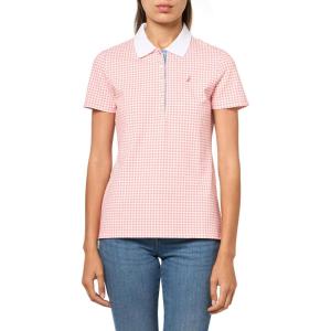 imageNautica Womens Short Sleeve Button Placket PoloBloomBright White