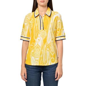 imageNautica Womens Short Sleeve Knit Paisley Print Collared PoloGoldenrodIvory