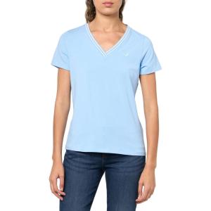 imageNautica Womens Solid VNeck Short Sleeve TShirtBreeze