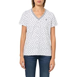 imageNautica Womens Solid VNeck Short Sleeve TShirtBright WhiteNight Sky