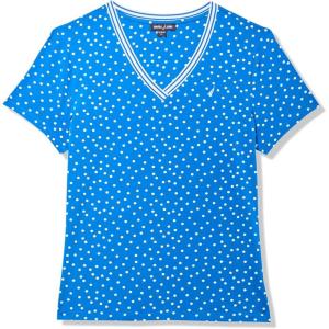 imageNautica Womens Solid VNeck Short Sleeve TShirtCeruleanWhite