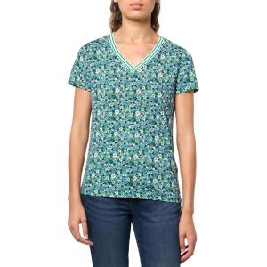 imageNautica Womens Solid VNeck Short Sleeve TShirtFern Multi