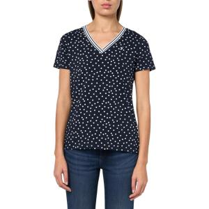 imageNautica Womens Solid VNeck Short Sleeve TShirtSky CaptainBright White