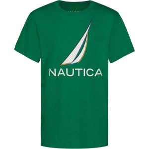 imageNautica Boys Short Sleeve JClass Logo Crew Neck TShirt Soft Comfortable Relaxed FitColor Shade Pepper Green