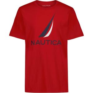 imageNautica Boys Short Sleeve JClass Logo Crew Neck TShirt Soft Comfortable Relaxed FitJclass Carmine