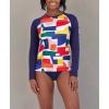 imageNautica Womens Standard Rashguard  QuickDry UPF Protection Swim Shirt Pool Beach Hiking Yoga VolleyballBlock Multi