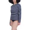 imageNautica Womens Standard Rashguard  QuickDry UPF Protection Swim Shirt Pool Beach Hiking Yoga VolleyballBlue White Stripe