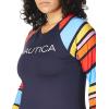 imageNautica Womens Standard Rashguard  QuickDry UPF Protection Swim Shirt Pool Beach Hiking Yoga VolleyballNewport Stripe