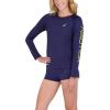 imageNautica Womens Standard Rashguard  QuickDry UPF Protection Swim Shirt Pool Beach Hiking Yoga VolleyballSolid Deep Sea