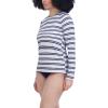 imageNautica Womens Standard Rashguard  QuickDry UPF Protection Swim Shirt Pool Beach Hiking Yoga VolleyballWhite Navy Stripe