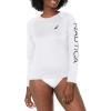 imageNautica Womens Standard Rashguard  QuickDry UPF Protection Swim Shirt Pool Beach Hiking Yoga VolleyballWhite