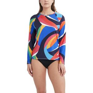 imageNautica Womens Standard Rashguard  QuickDry UPF Protection Swim Shirt Pool Beach Hiking Yoga VolleyballMulti Print