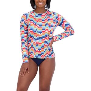 imageNautica Womens Standard Rashguard  QuickDry UPF Protection Swim Shirt Pool Beach Hiking Yoga VolleyballRainbow Multi
