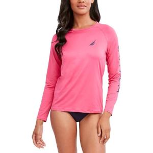 imageNautica Womens Standard Rashguard  QuickDry UPF Protection Swim Shirt Pool Beach Hiking Yoga VolleyballSolid Pink