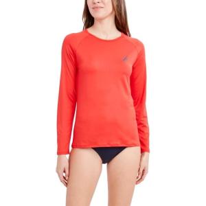 imageNautica Womens Standard Rashguard  QuickDry UPF Protection Swim Shirt Pool Beach Hiking Yoga VolleyballSolid Red
