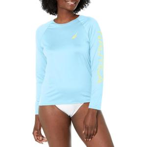 imageNautica Womens Standard Rashguard  QuickDry UPF Protection Swim Shirt Pool Beach Hiking Yoga VolleyballTeal