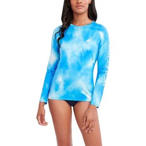 imageNautica Womens Standard Rashguard  QuickDry UPF Protection Swim Shirt Pool Beach Hiking Yoga VolleyballTie Dye Blue