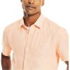 imageNautica Mens Sustainably Crafted Printed Linen ShortSleeve ShirtCoral Reef