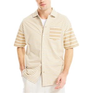 imageNautica Mens Striped Camp ShirtMilitary Tan