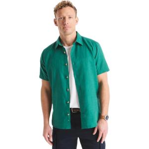 imageNautica Mens Sustainably Crafted Linen ShortSleeve ShirtGreen Leaf