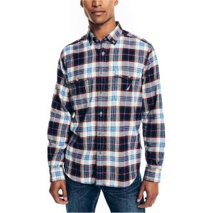 imageNautica Mens Sustainably Crafted Plaid Flannel ShirtMarshmallow