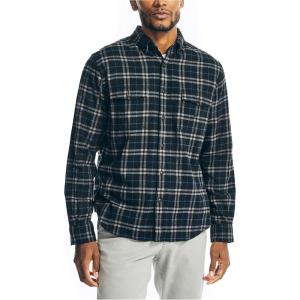 imageNautica Mens Sustainably Crafted Plaid Flannel ShirtTrue Black