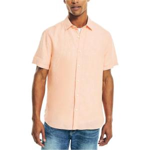 imageNautica Mens Sustainably Crafted Printed Linen ShortSleeve ShirtCoral Reef