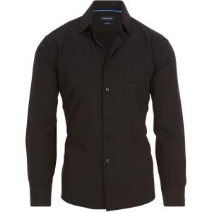 imageNautica Slim Fit Mens Dress Shirts Long Sleeve Performance Polyester Blend Fabric Wrinkle Free 4Way StretchBlack Solid