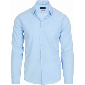 imageNautica Slim Fit Mens Dress Shirts Long Sleeve Performance Polyester Blend Fabric Wrinkle Free 4Way StretchLight Blue