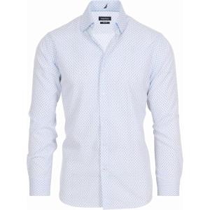 imageNautica Slim Fit Mens Dress Shirts Long Sleeve Performance Polyester Blend Fabric Wrinkle Free 4Way StretchWhite  Blue Anchor