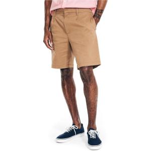 imageNautica Mens 85quot Pleated ShortOyster Brown